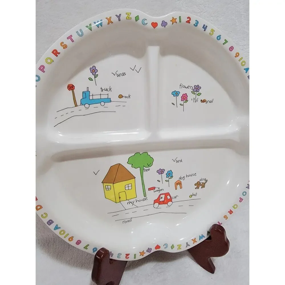 Vintage Anacapa Melamine Ware divided children's plate cir. 1987 Set of 2
